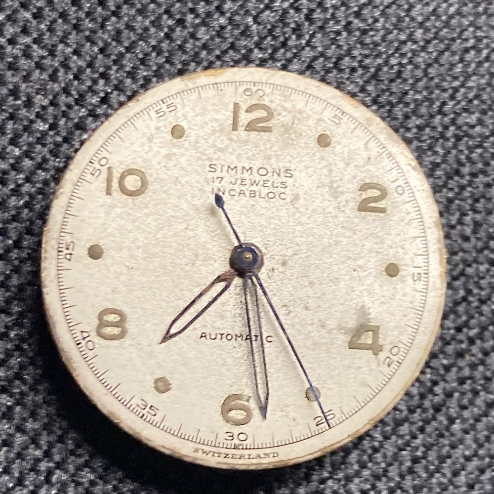 Simmons vintage 17 Jewels Incabloc watch parts/restore, automatic, switzerland